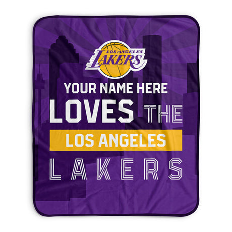 Pixsona Los Angeles Lakers Skyline Pixel Fleece Blanket | Personalized | Custom