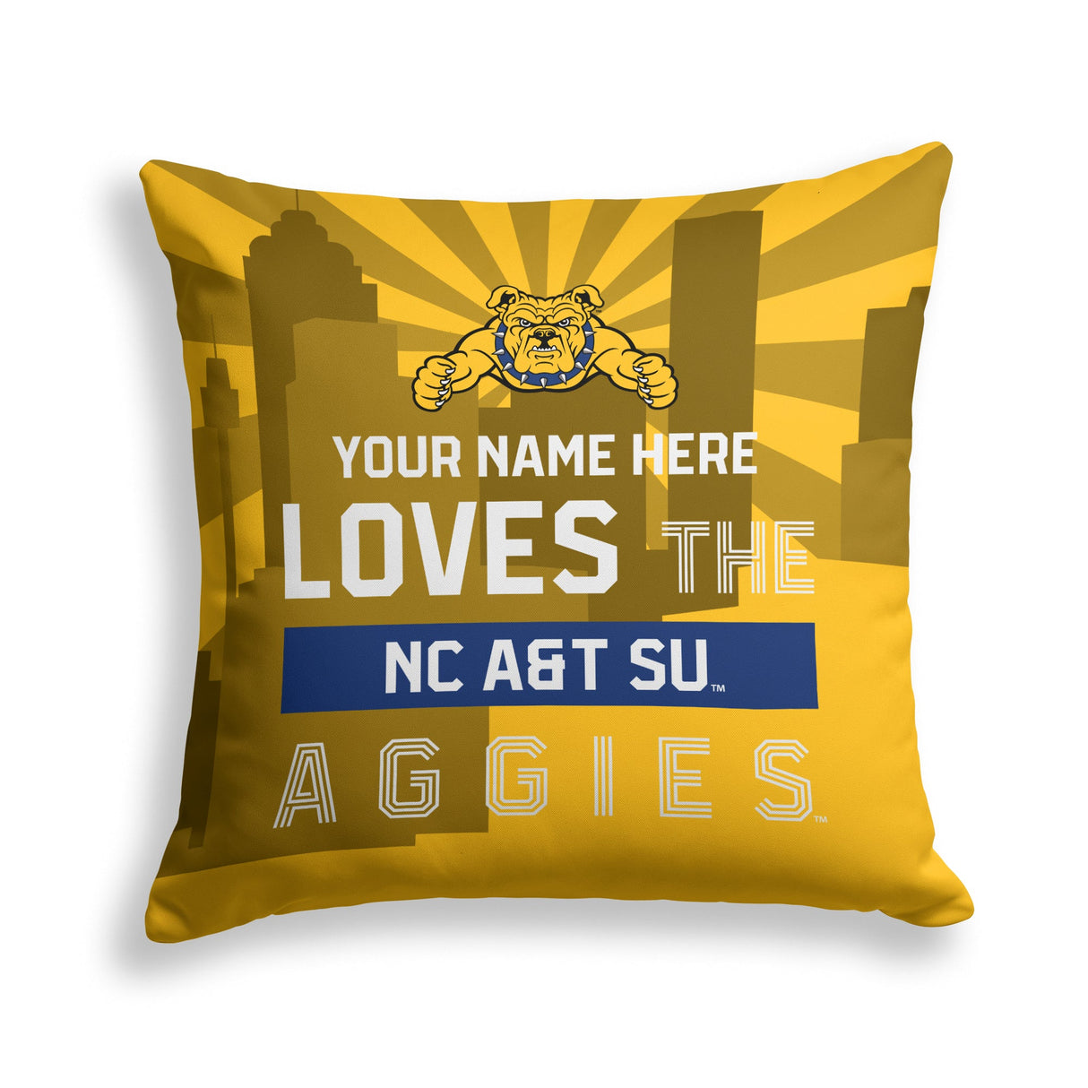 Pixsona North Carolina A&T Aggies Skyline Throw Pillow | Personalized | Custom
