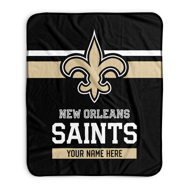 Pixsona New Orleans Saints Stripes Pixel Fleece Blanket | Personalized | Custom