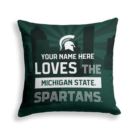 Pixsona Michigan State Spartans Skyline Throw Pillow | Personalized | Custom