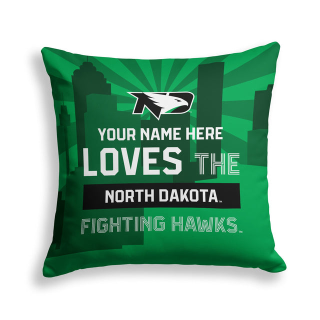 Pixsona North Dakota Fighting Hawks Skyline Throw Pillow | Personalized | Custom