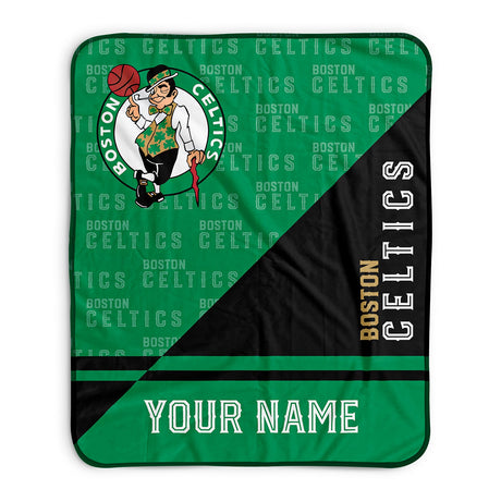 Pixsona Boston Celtics Split Pixel Fleece Blanket | Personalized | Custom
