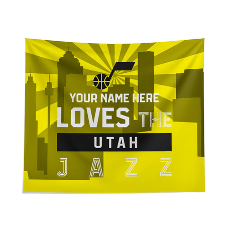 Pixsona Utah Jazz Skyline Tapestry | Personalized | Custom