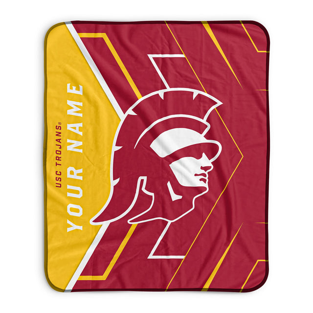 Pixsona USC Trojans Glow Pixel Fleece Blanket | Personalized | Custom