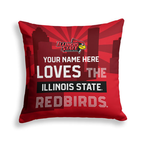 Pixsona Illinois State Redbirds Skyline Throw Pillow | Personalized | Custom
