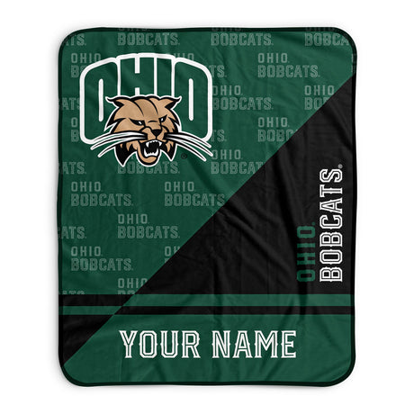 Pixsona Ohio Bobcats Split Pixel Fleece Blanket | Personalized | Custom