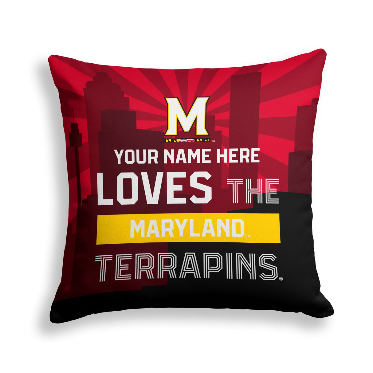 Pixsona Maryland Terrapins Skyline Throw Pillow | Personalized | Custom