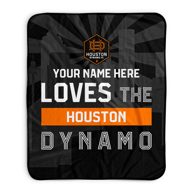 Pixsona Houston Dynamo Skyline Pixel Fleece Blanket | Personalized | Custom