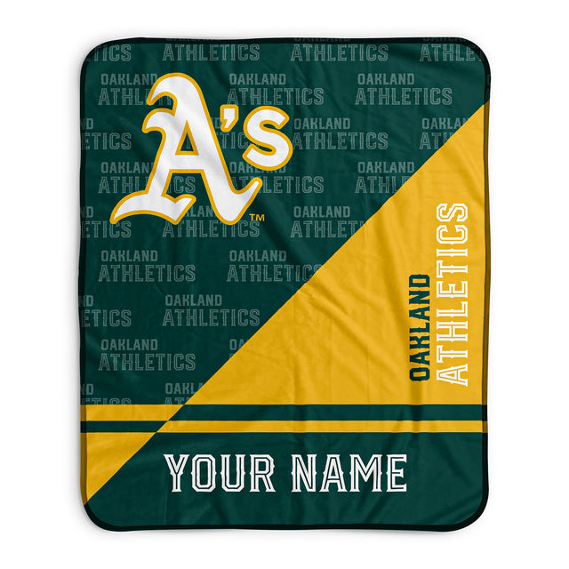 Pixsona Oakland Athletics Split Pixel Fleece Blanket | Personalized | Custom