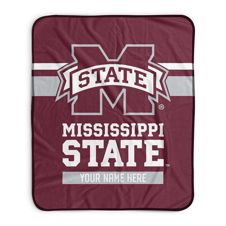Pixsona Mississippi State Bulldogs Stripes Pixel Fleece Blanket | Personalized | Custom