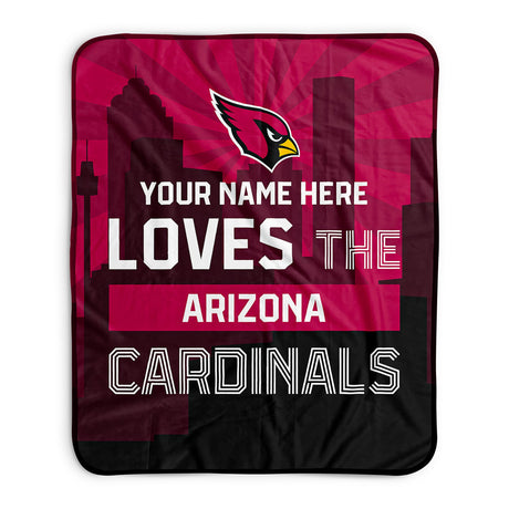 Pixsona Arizona Cardinals Skyline Pixel Fleece Blanket | Personalized | Custom