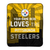 Pixsona Pittsburgh Steelers Skyline Pixel Fleece Blanket | Personalized | Custom