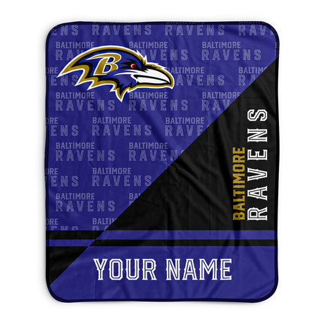 Pixsona Baltimore Ravens Split Pixel Fleece Blanket | Personalized | Custom
