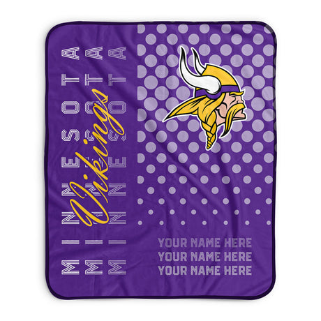 Pixsona Minnesota Vikings Halftone Pixel Fleece Blanket | Personalized | Custom