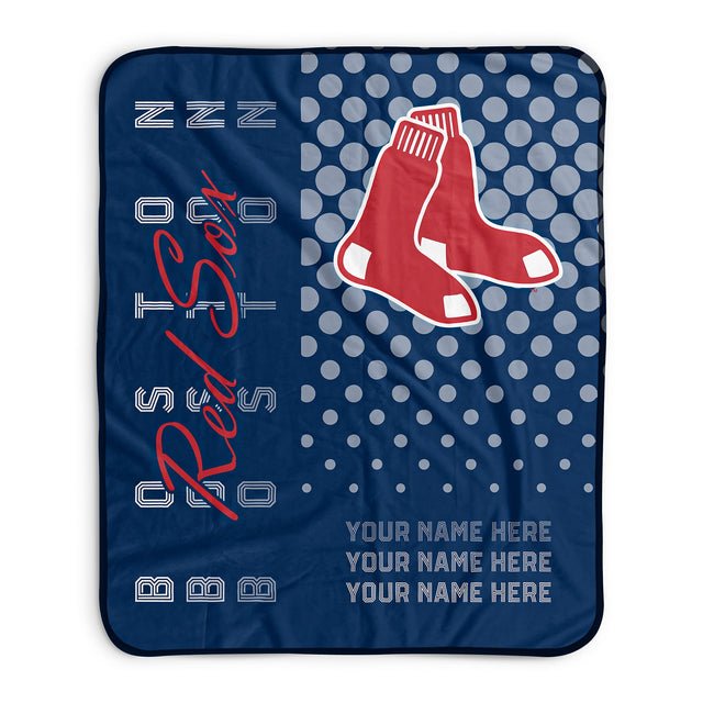 Pixsona Boston Red Sox Halftone Pixel Fleece Blanket | Personalized | Custom