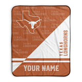 Pixsona Texas Longhorns Split Pixel Fleece Blanket | Personalized | Custom