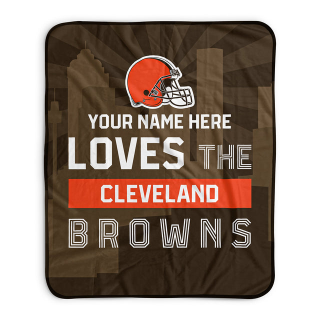 Pixsona Cleveland Browns Skyline Pixel Fleece Blanket | Personalized | Custom