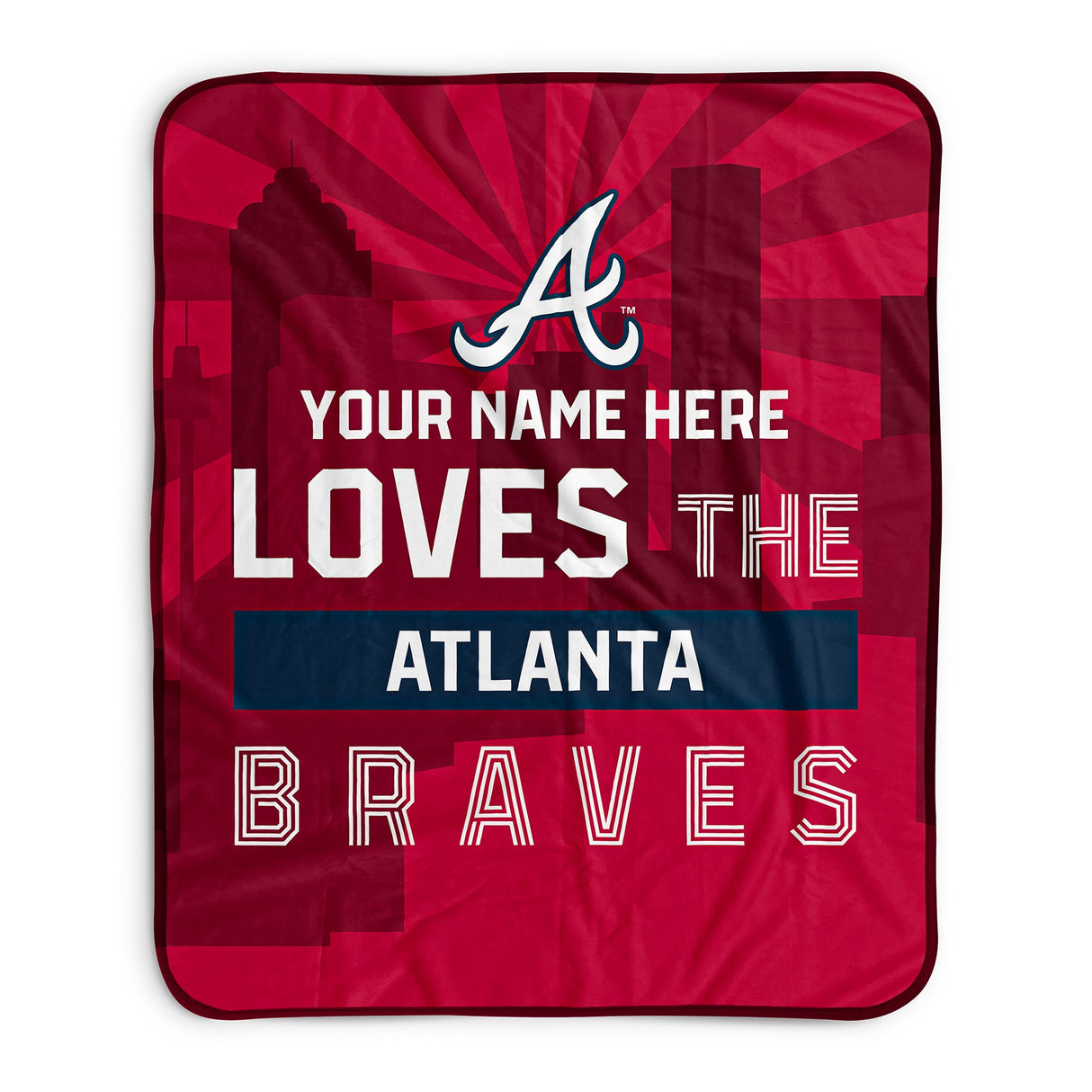 Pixsona Atlanta Braves Skyline Pixel Fleece Blanket | Personalized | Custom