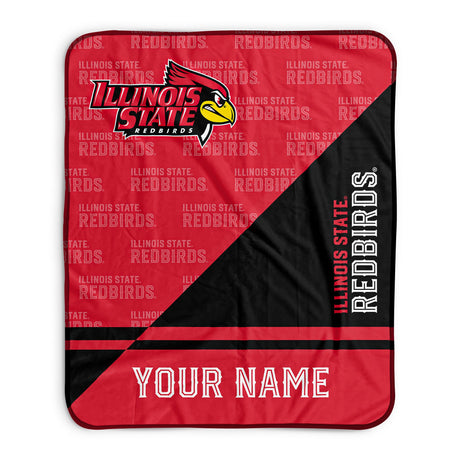 Pixsona Illinois State Redbirds Split Pixel Fleece Blanket | Personalized | Custom