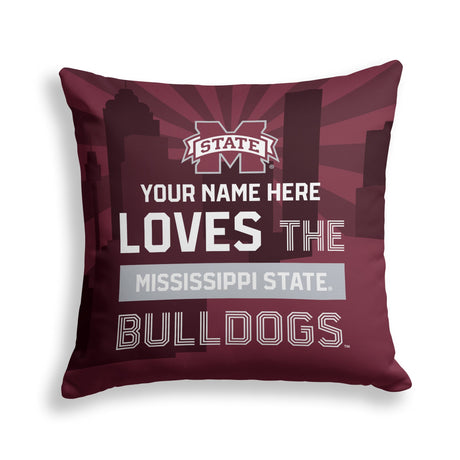 Pixsona Mississippi State Bulldogs Skyline Throw Pillow | Personalized | Custom