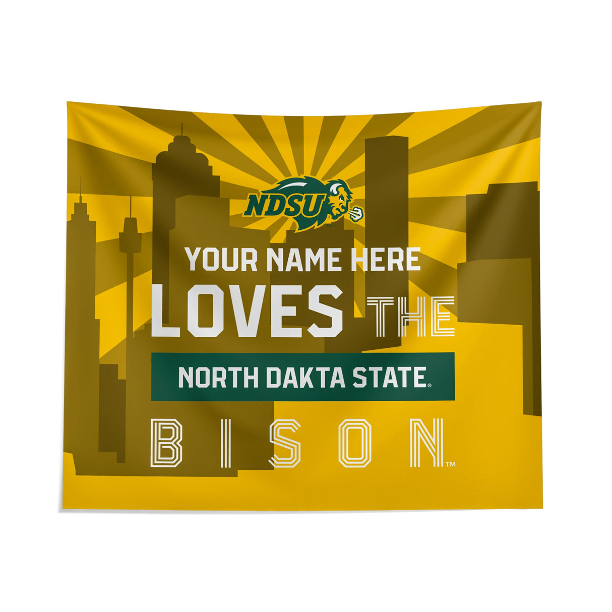 Pixsona NDSU Bison Skyline Tapestry | Personalized | Custom