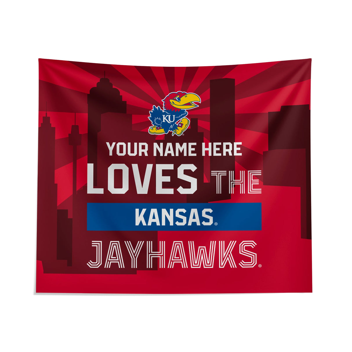 Pixsona Kansas Jayhawks Skyline Tapestry | Personalized | Custom