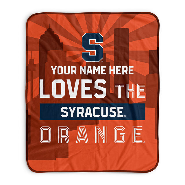 Pixsona Syracuse Orange Skyline Pixel Fleece Blanket | Personalized | Custom
