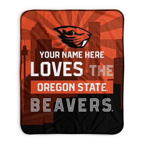 Pixsona Oregon State Beavers Skyline Pixel Fleece Blanket | Personalized | Custom