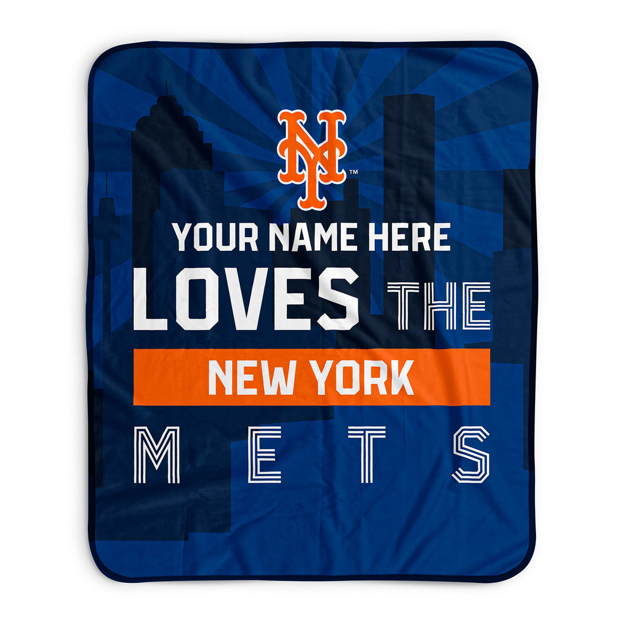 Pixsona New York Mets Skyline Pixel Fleece Blanket | Personalized | Custom