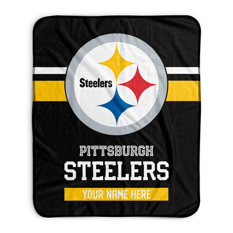 Pixsona Pittsburgh Steelers Stripes Pixel Fleece Blanket | Personalized | Custom