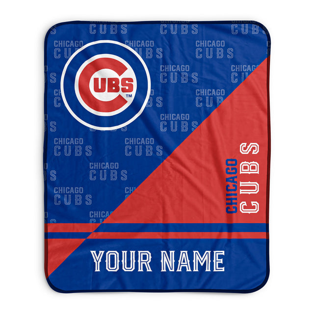 Pixsona Chicago Cubs Split Pixel Fleece Blanket | Personalized | Custom