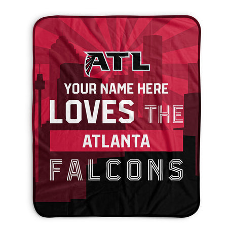 Pixsona Atlanta Falcons Skyline Pixel Fleece Blanket | Personalized | Custom
