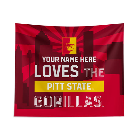 Pixsona Pittsburg State Gorillas Skyline Tapestry | Personalized | Custom
