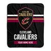 Pixsona Cleveland Cavaliers Stripes Pixel Fleece Blanket | Personalized | Custom