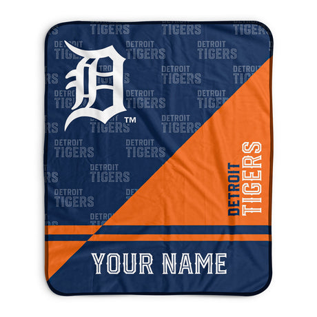Pixsona Detroit Tigers Split Pixel Fleece Blanket | Personalized | Custom