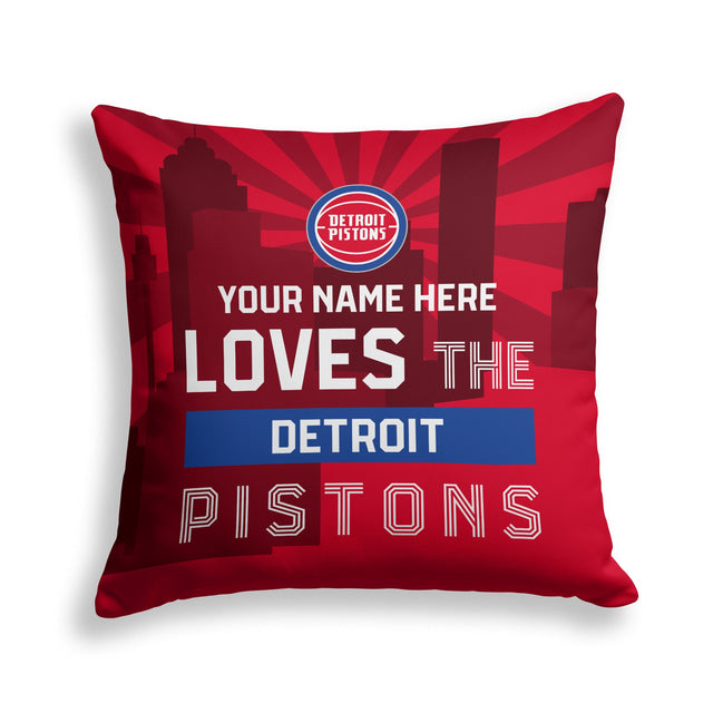 Pixsona Detroit Pistons Skyline Throw Pillow | Personalized | Custom