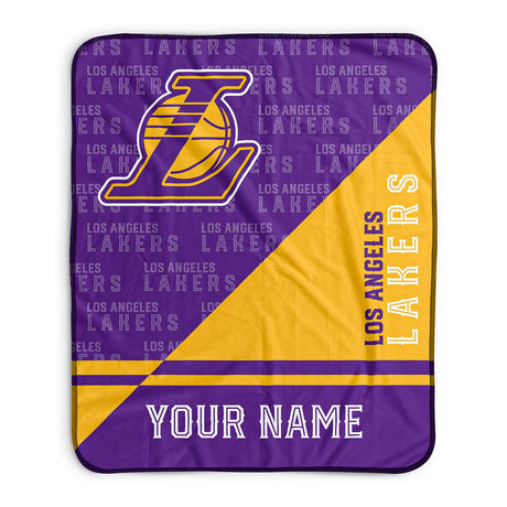 Pixsona Los Angeles Lakers Split Pixel Fleece Blanket | Personalized | Custom