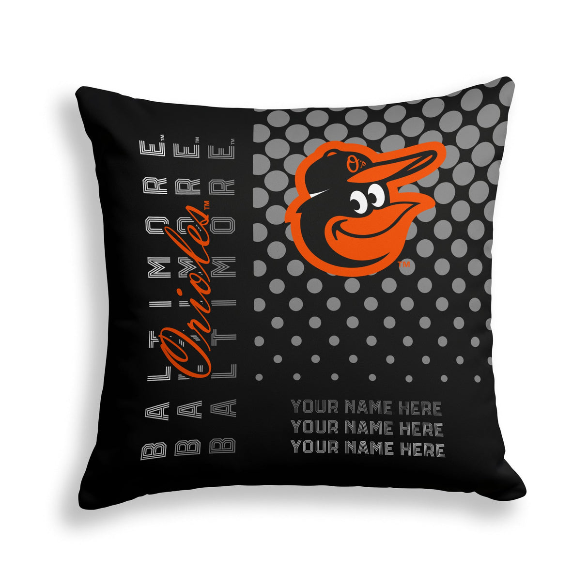 Pixsona Baltimore Orioles Halftone Throw Pillow | Personalized | Custom